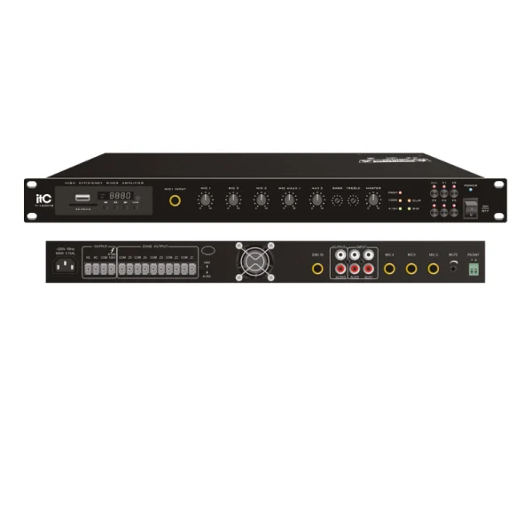 ITC T-240DTB Digital Mixer Amplifier with MP3/Tuner/Bluetooth (Phone Jack Mic Input)